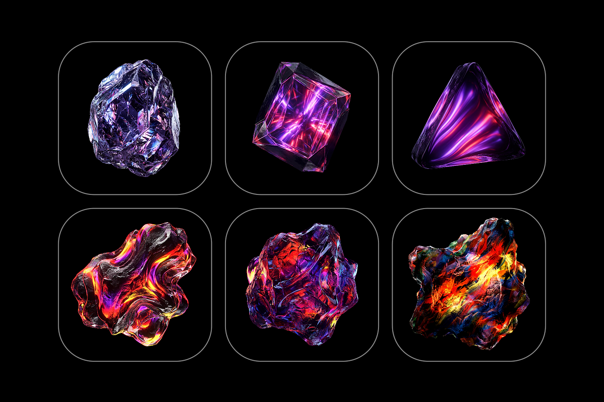 Astral Gemstones Pack – 24 Cosmic Crystal PNG Elements