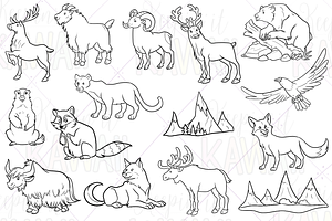 Mountain Animals Digital Stamps