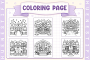 Winter Cottage Life Coloring Book, a Seasonal Illustration by HueNestify (Thumbnail 3 of 4)
