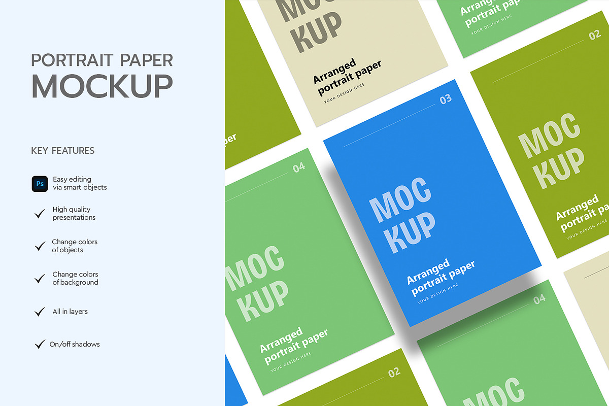 Portrait Papers Mockup Template