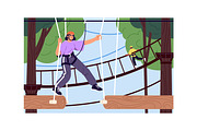 People in rope park with zip line, a Sport Illustration by PaperTrident (Thumbnail 3 of 5)