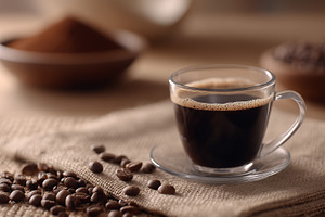 Clear glass cup of black coffee, a Food & Drink Photo by MistyDay
