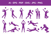 Women Volleyball Players Silhouettes, an Object Graphic by nandinigraphics (Thumbnail 2 of 3)