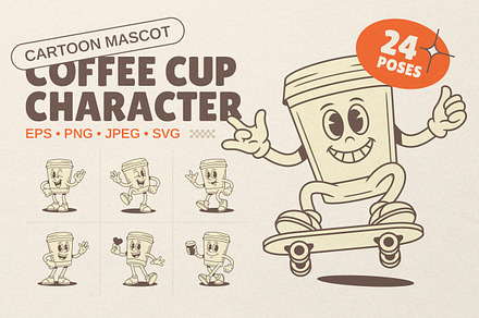Coffee Cup Cartoon Mascot Character, a Food Illustration by Vasya Kobelev