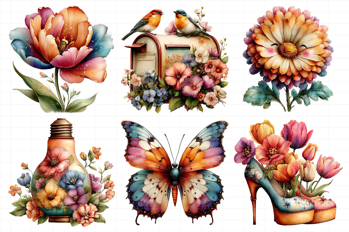 Whimsical Retro Spring Clipart, an Illustration by Daily.Designs (Photo 6 of 6)