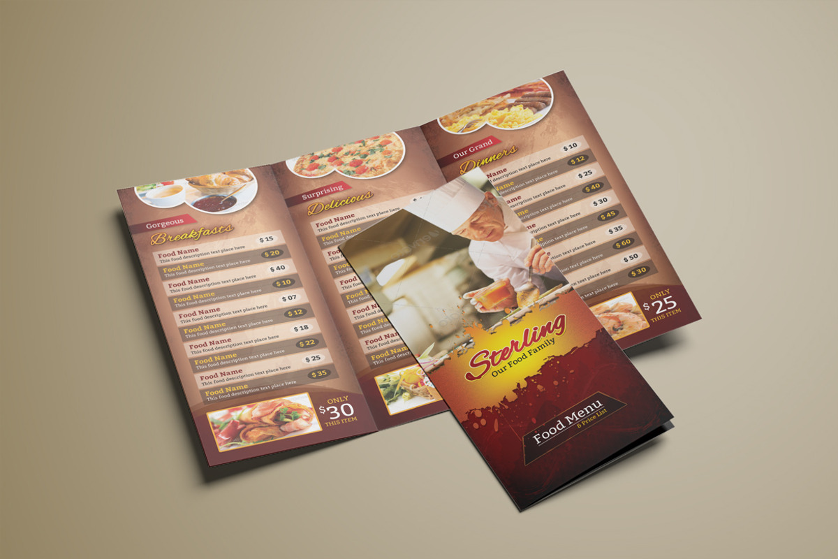 Tri-Fold Food Menu Template, a Brochure Template by ContestDesign (Photo 5 of 5)