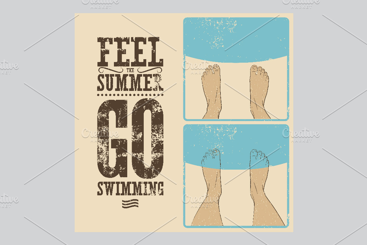 Vintage swimmer vector poster set., a Person Illustration by PoPaShop (Photo 7 of 7)