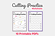 Cutting practice for kids worksheets, an Education Illustration by TukTuk Design (Thumbnail 5 of 7)