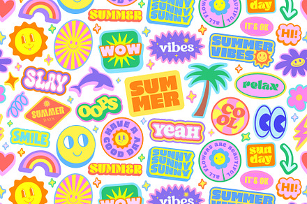 50 SUMMER STICKERS VECTOR SET