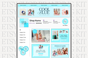 Blue Etsy Shop Kit Template
