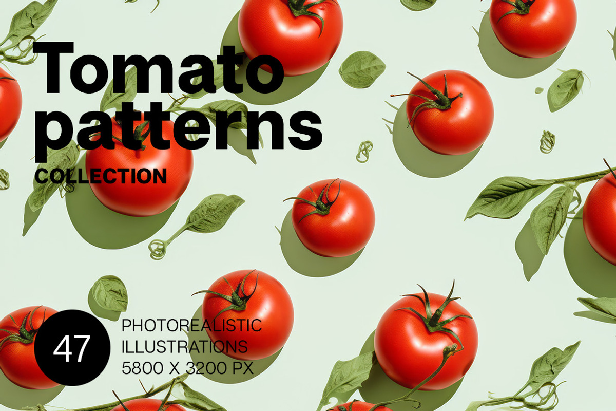 Tomato Patterns. 47 images, a Food Illustration by Handmadefont (Photo 1 of 11)