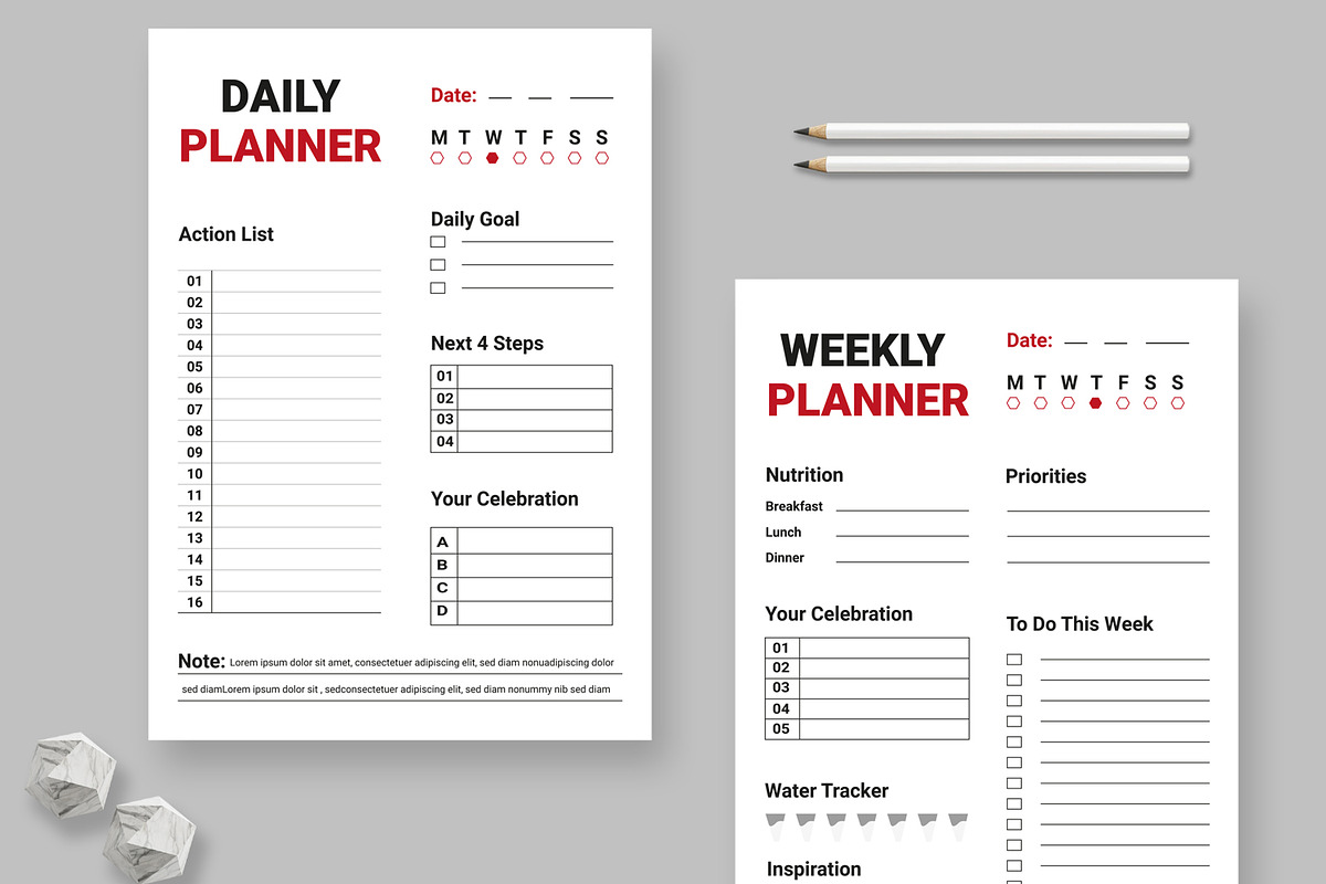 Daily and Weekly Planner Design, a Stationery Template by MightyDesign (Photo 1 of 8)