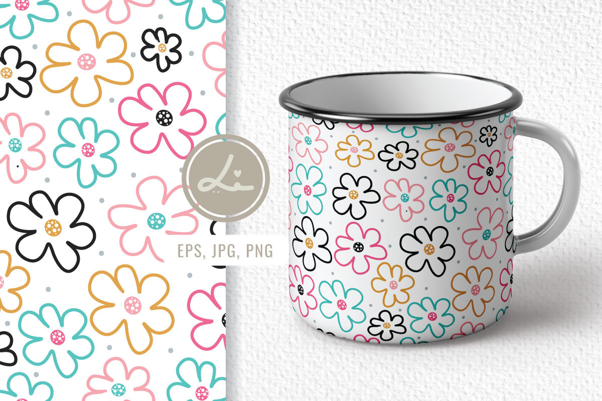Cute Seamless Pattern Flower And Dot, a Pattern Graphic by lindoet23 (Photo 2 of 3)