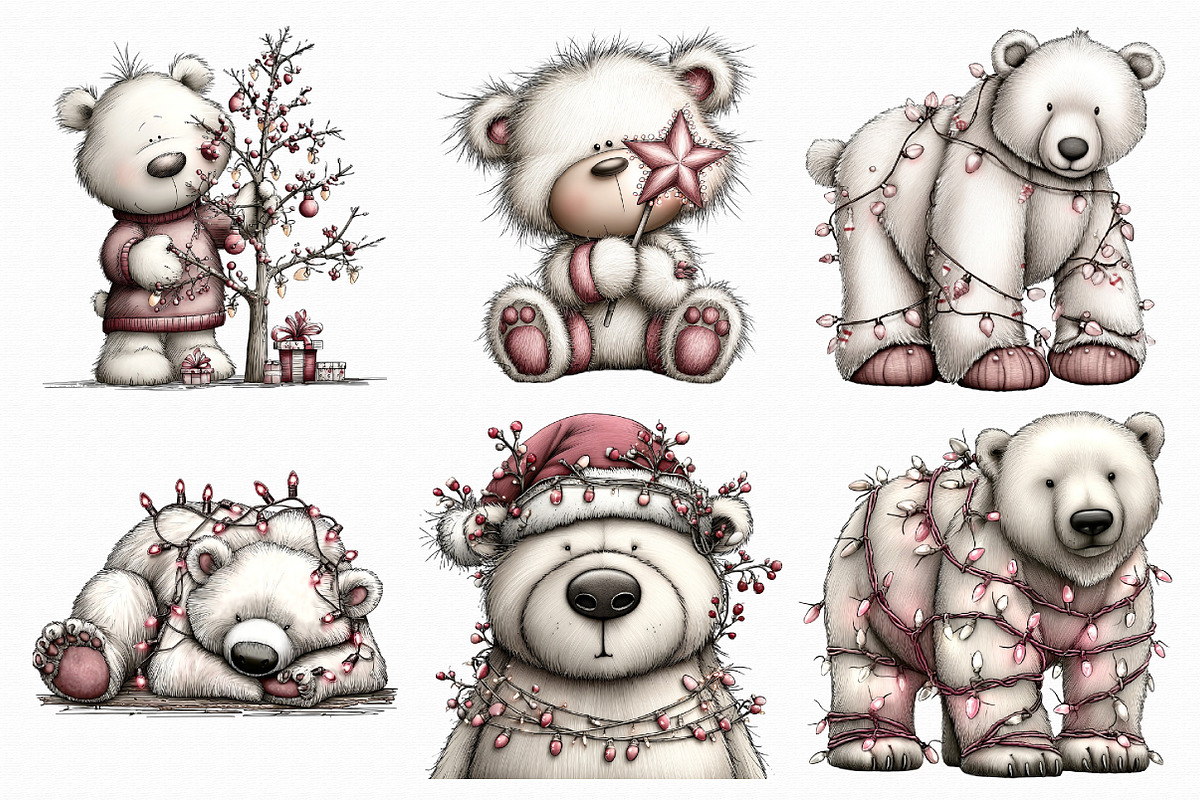 Christmas Polar Bear Lights Clipart, an Illustration by Libby Wishes (Photo 9 of 9)
