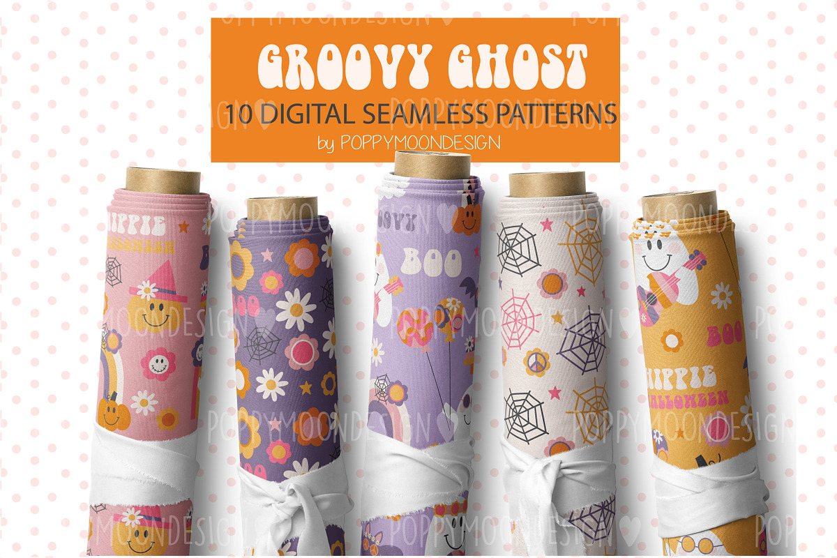 Groovy Ghost set, a Pattern Graphic by Poppymoondesign (Photo 6 of 7)