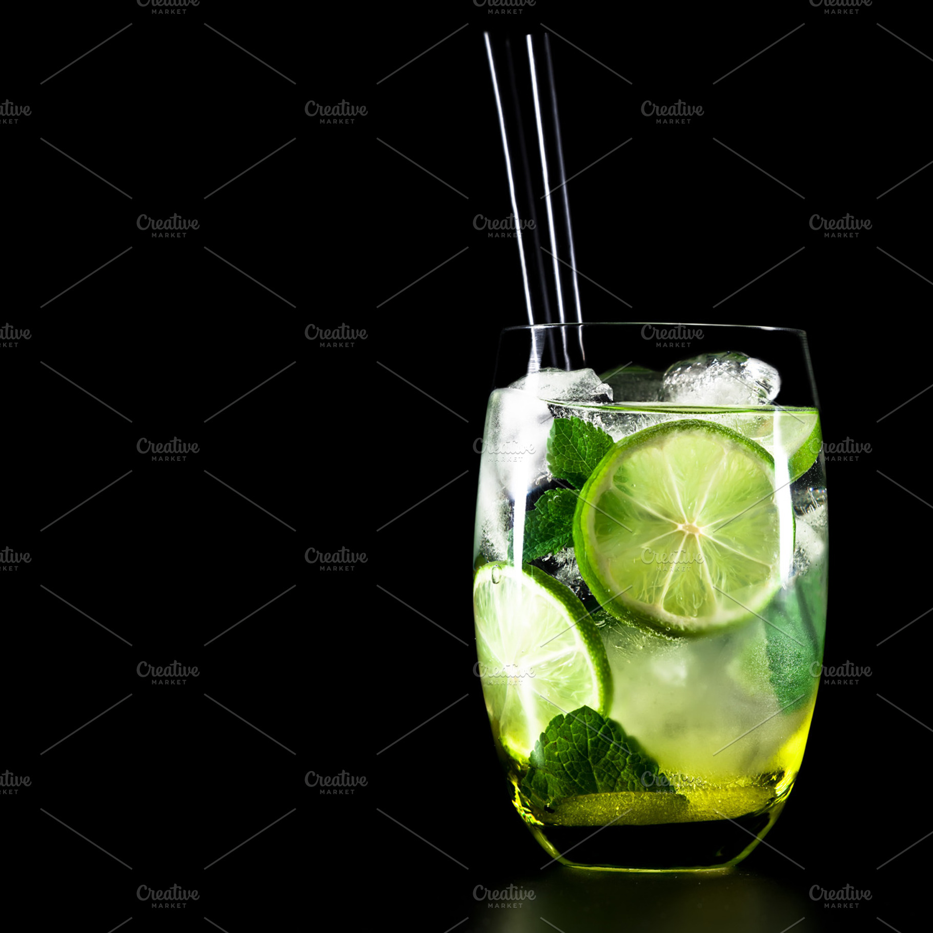 Mojito cocktail on black background stock photo containing alcohol and