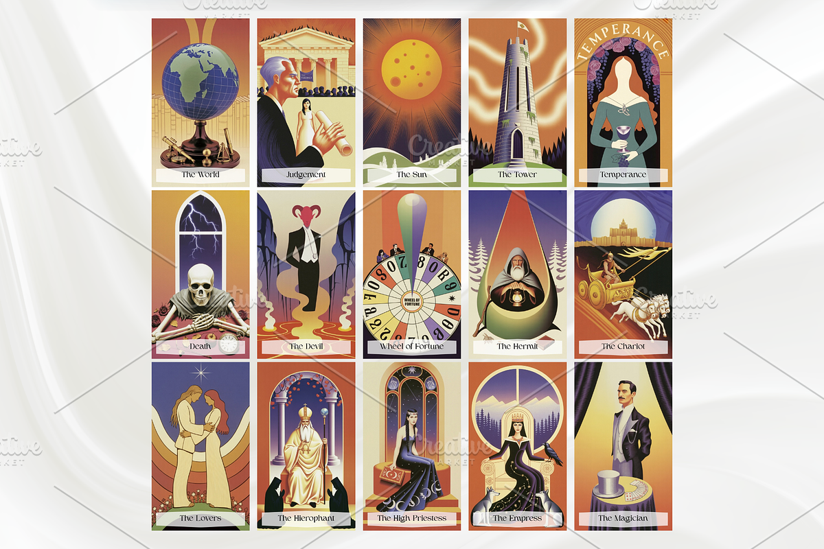 Art Deco Tarot Deck Full 78 Cards, a Decorative Illustration by Mugio (Photo 2 of 5)