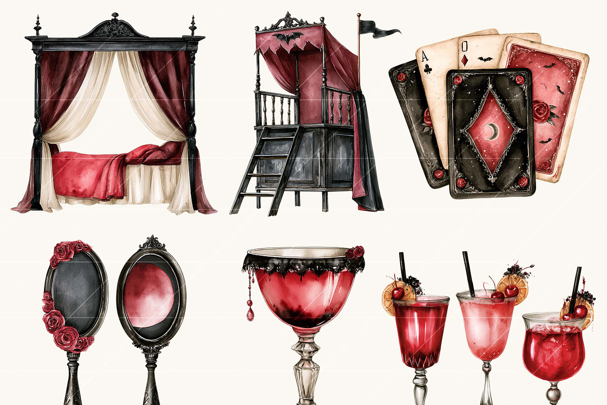 Gothic Vampire Beach Clipart, an Object Illustration by BusyDaydesign (Photo 4 of 9)