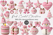 Pink Crochet Christmas PNG Bundle, an Illustration by Designworld (Thumbnail 1 of 5)