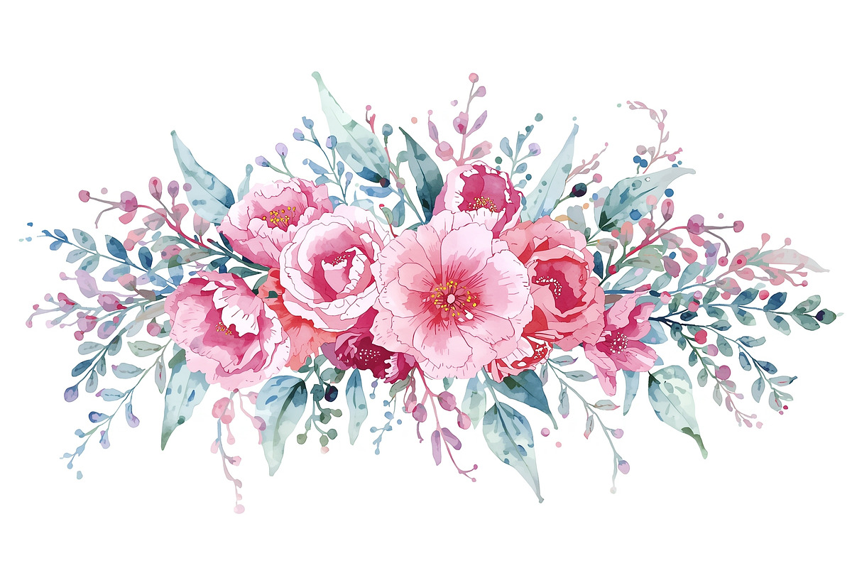 Watercolor Floral Bouquet Set, an Illustration by Creativeshirt (Photo 11 of 11)