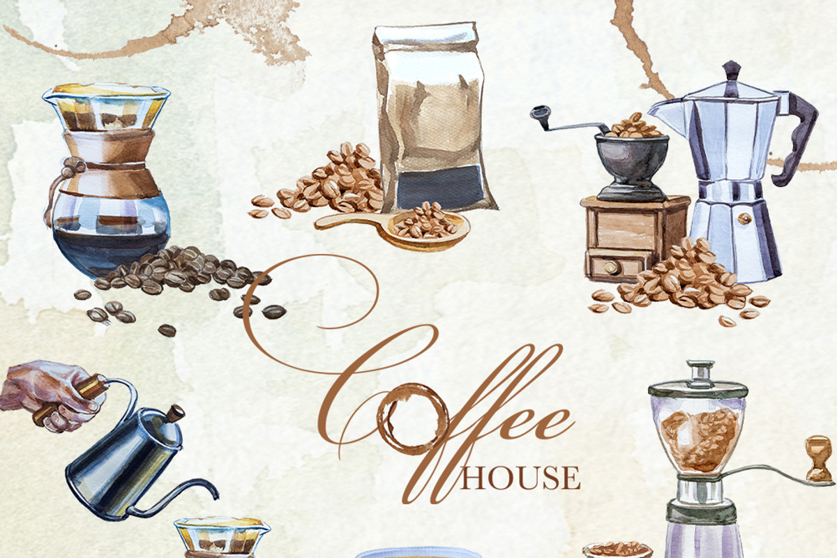 Hand Painted Coffee House Clipart, a Food Illustration by ArtCreationsDesign (Photo 7 of 9)