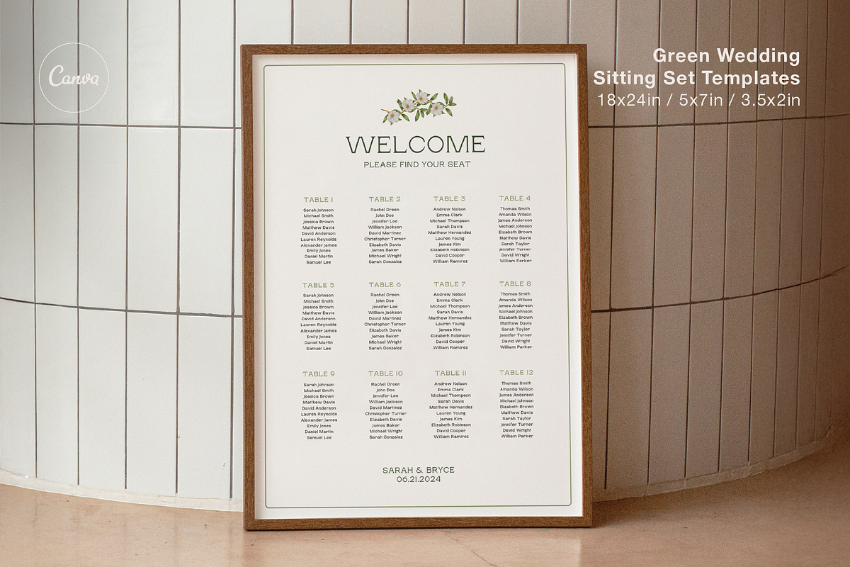 Green Floral Sitting Set Templates, a Stationery Template by Paraná Studio (Photo 1 of 10)