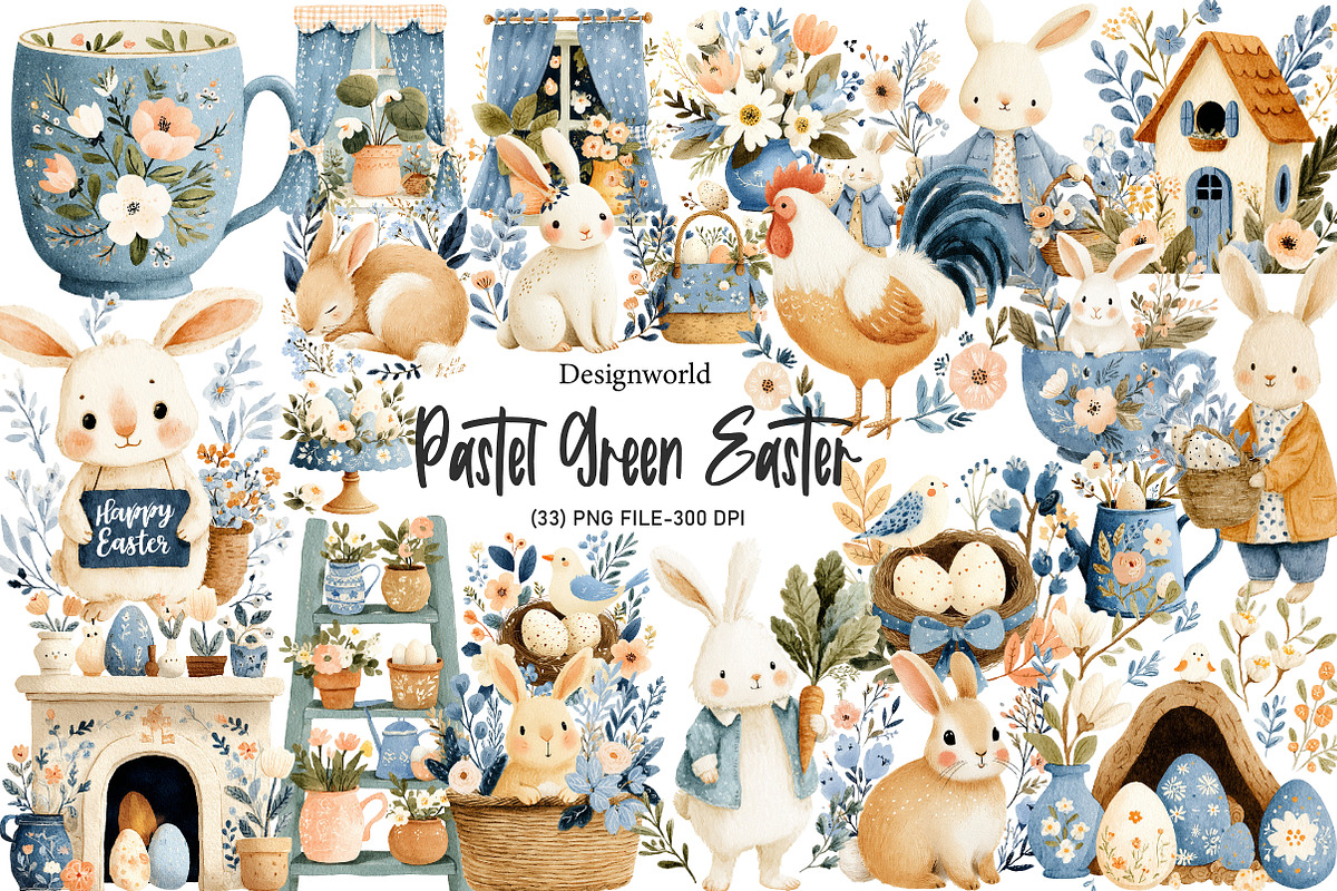 Pastel Green Easter Clipart, an Illustration by Designworld (Photo 1 of 8)