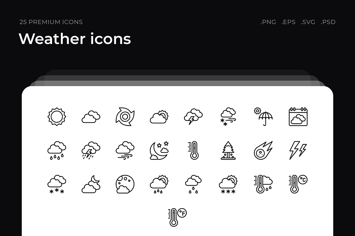 Weather icons, an Outline Icon by Wencory