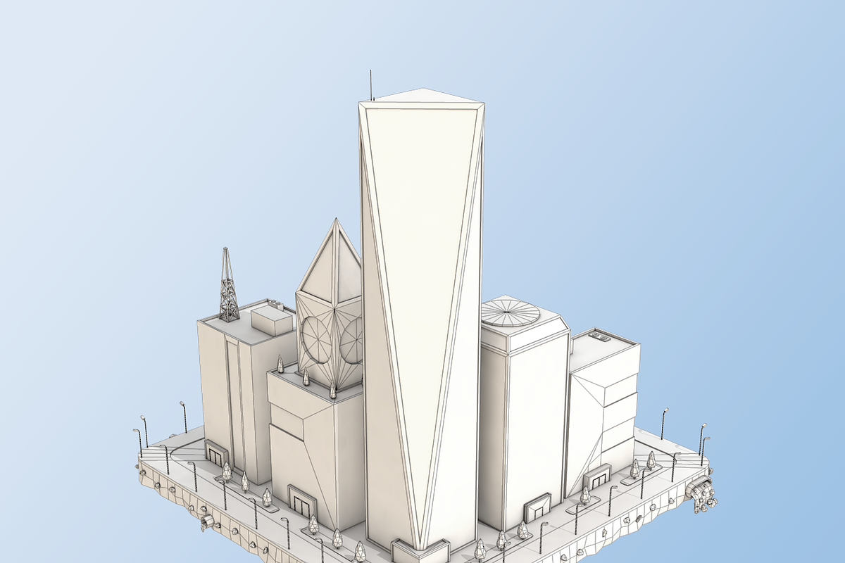 Low Poly City Block Skyscraper Build, an Environmental 3D Model by 3DGeeq (Photo 6 of 6)