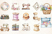 Watercolor Seamstress Clipart, an Illustration by Libby Wishes (Thumbnail 2 of 4)