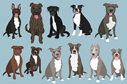 Pitbull Dogs Editable Vector Art, an Illustration by Putnam Road Art (Thumbnail 3 of 3)