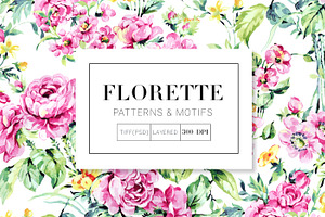 Florette, Summer Watercolor Florals.