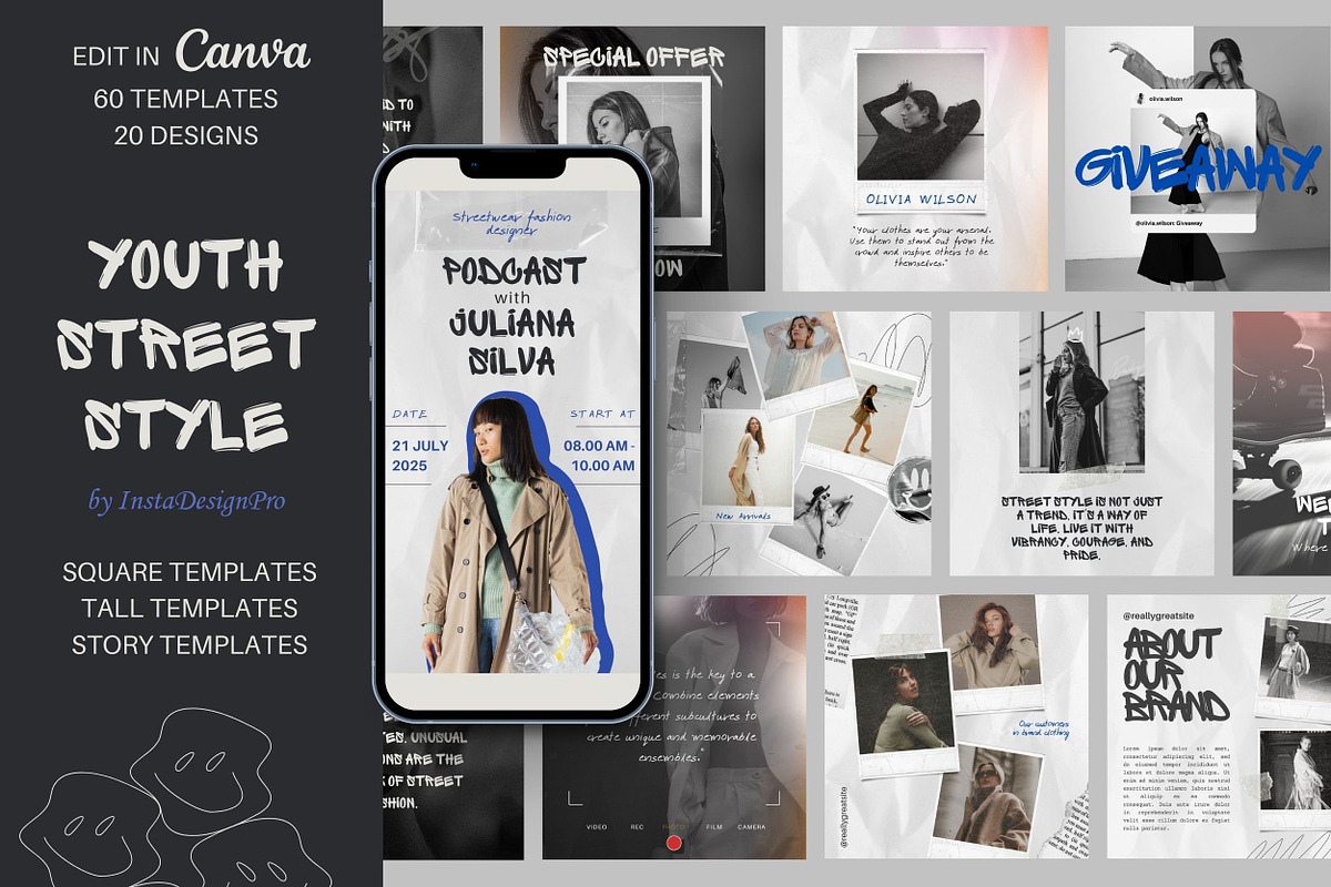 Modern Instagram Templates Canva, a Social Media Template by InstaDesignPro (Photo 1 of 8)