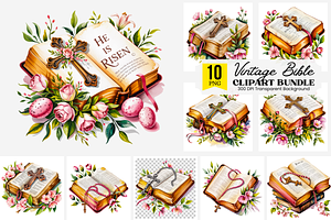 Vintage Bible PNG Bundle, a Graphic by Clipart Bloom