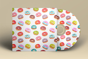 Donuts Watercolor Clipart Patterns