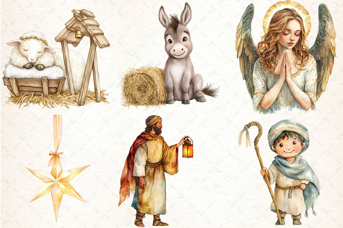 Cute Christmas Nativity Clipart Bund, an Illustration by DreamCafeArt (Photo 2 of 7)
