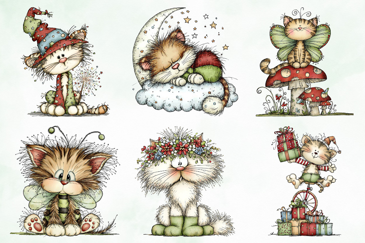 Whimsical Christmas Fluffy Cats PNG, an Illustration by Creative Art (Photo 4 of 12)