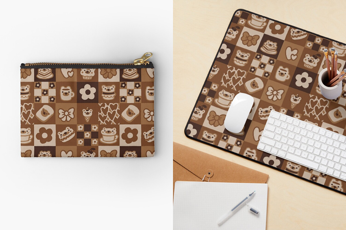 Cute cafe bear pattern, a Pattern Graphic by Viaireshop (Photo 3 of 6)