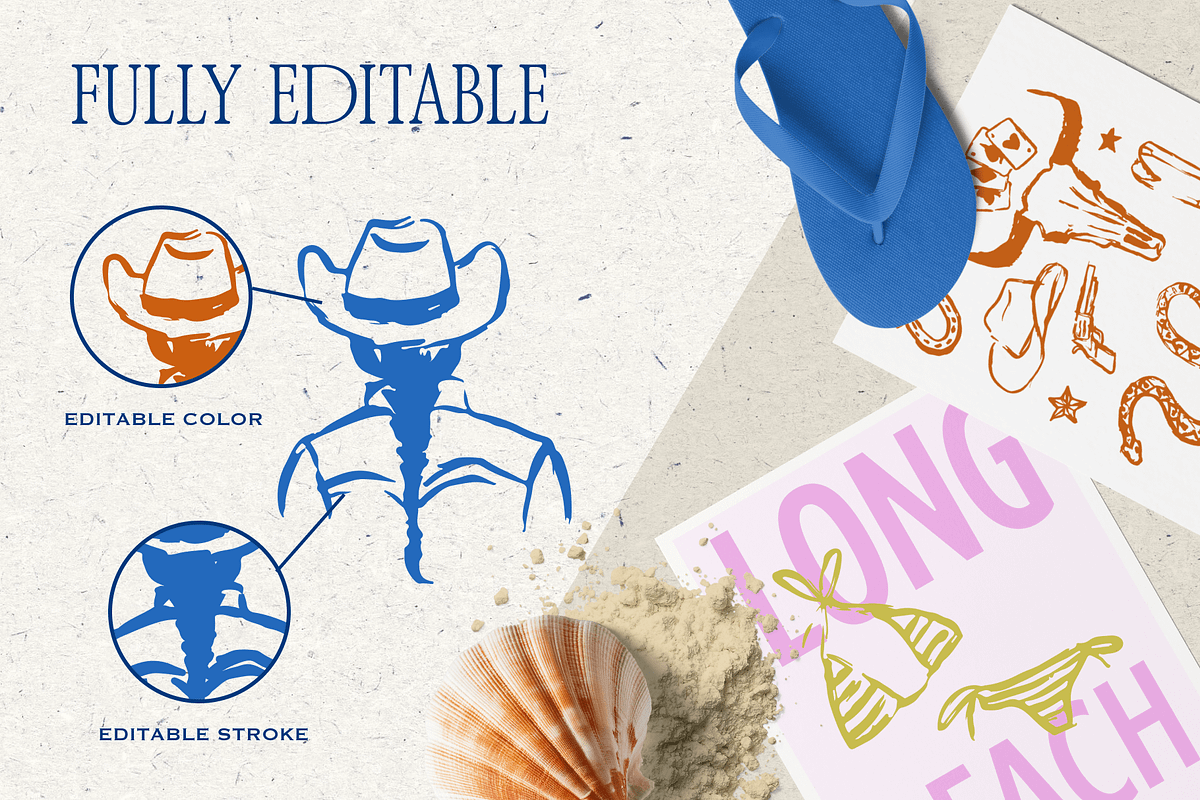Coastal Cowgirl Western Beach Sketch, an Illustration by Eldorado Design Co. (Photo 3 of 6)