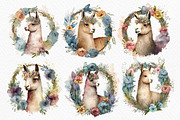 Watercolor wreath with alpaca flower, an Animal Illustration by Julia Bogdan (Thumbnail 2 of 4)