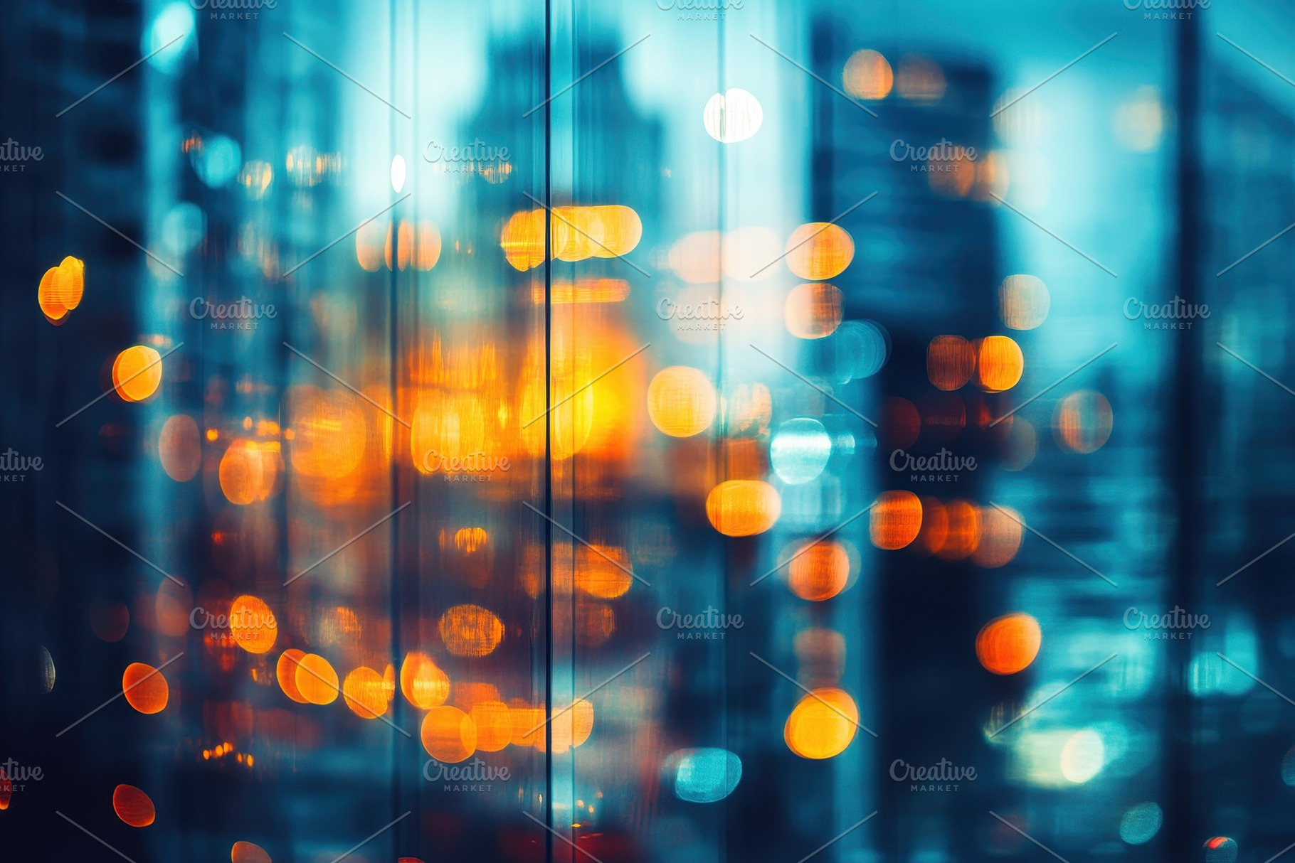 Blurry urban bokeh effect with warm, a Photo by Pavel_design