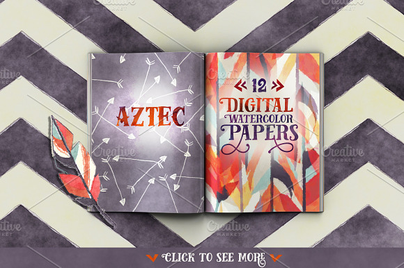 Watercolor Aztec Digital Paper preview 6