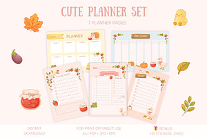 Cute Autumn Planner Pages, a Print Template by Bielousova Art