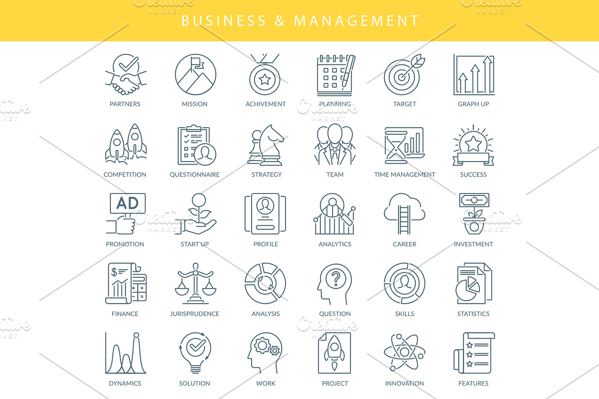 Business Outline Icons, an Outline Icon by Kalash (Photo 2 of 7)