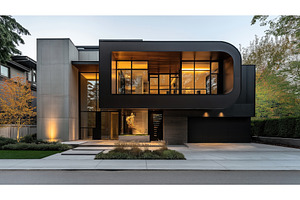 Modern architectural house with, an Architecture Photo by Sergey Kotenev