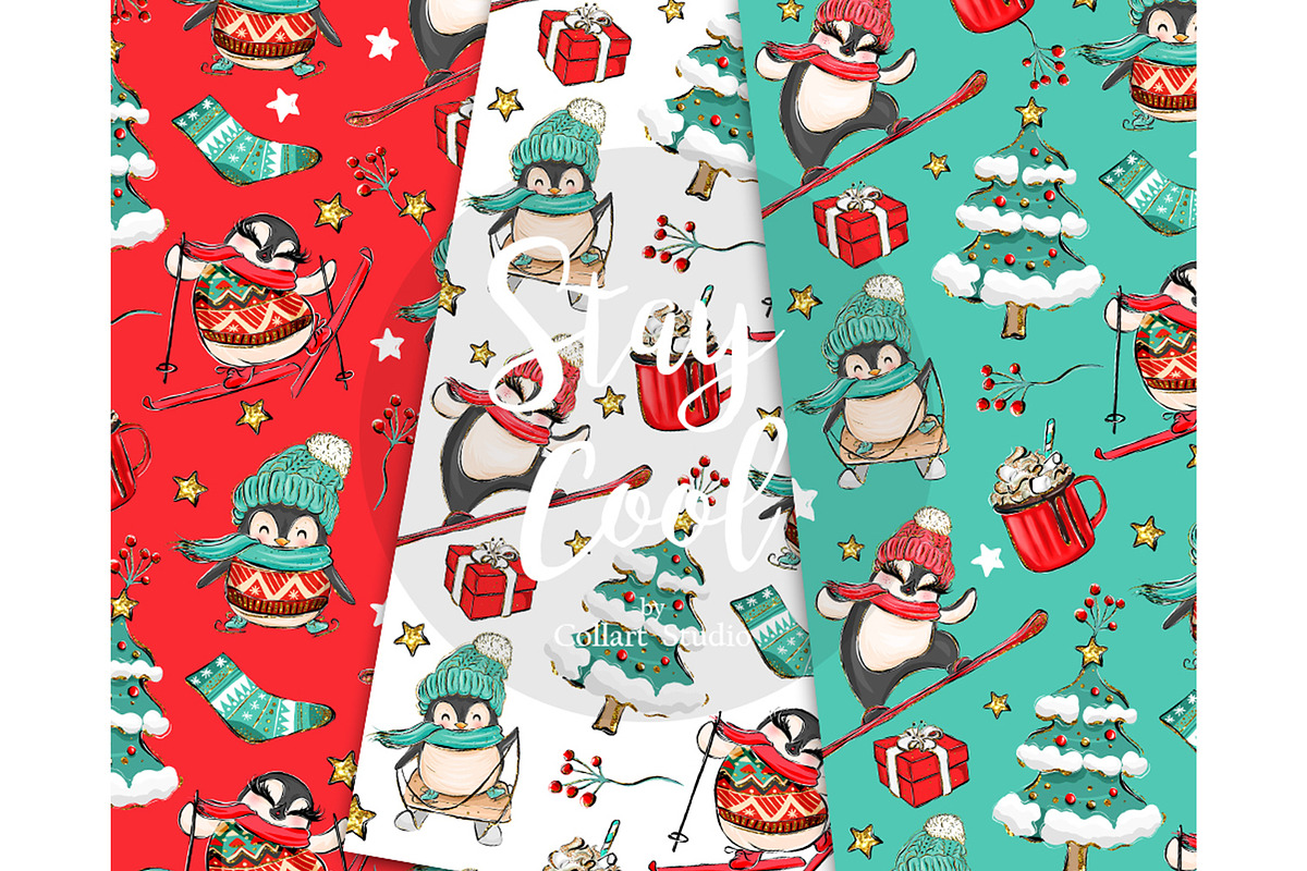 Winter digital paper, Christmas, a Pattern Graphic by Collart Studio (Photo 4 of 9)