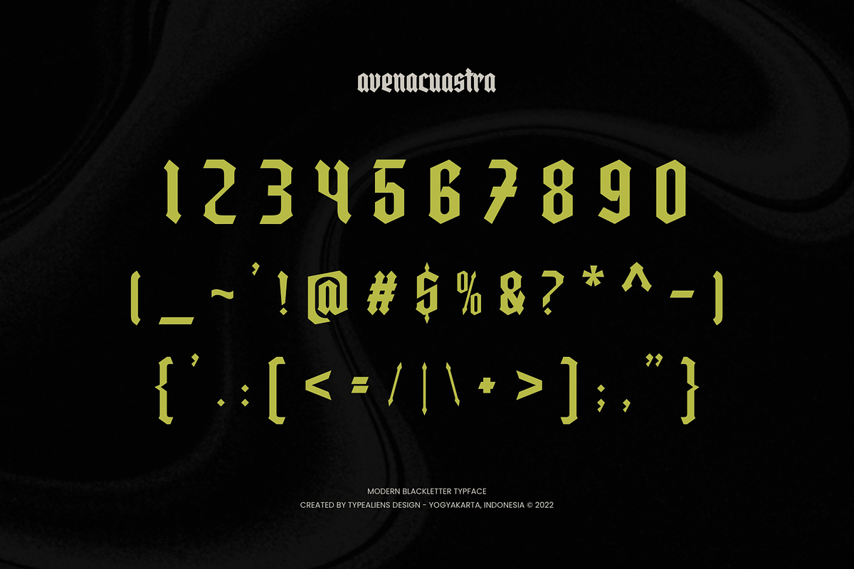 Avenacuastra, a Blackletter Font by ilhamtaro (Photo 9 of 10)