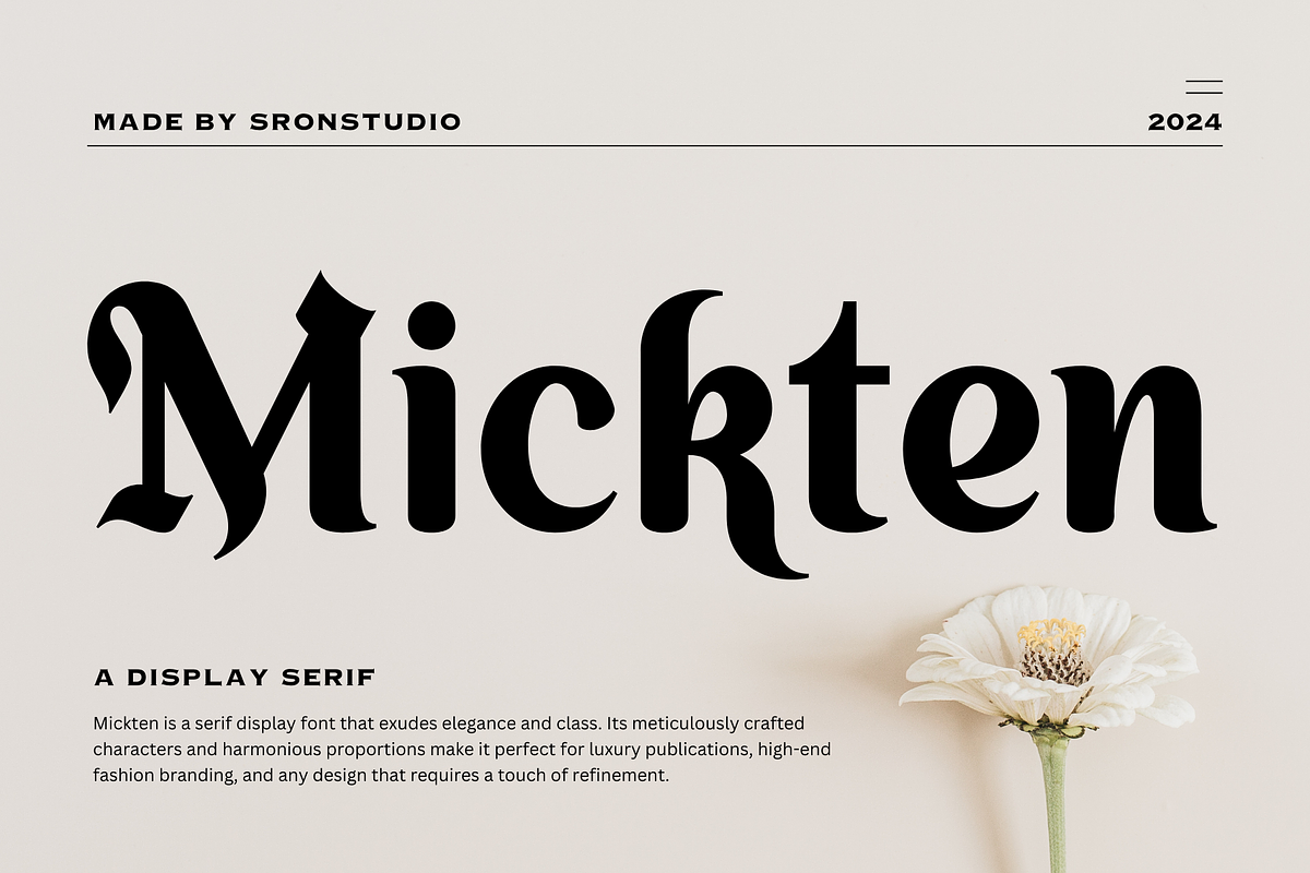Mickten - Display Serif Font, a Serif Font by Sronstudio (Photo 1 of 13)