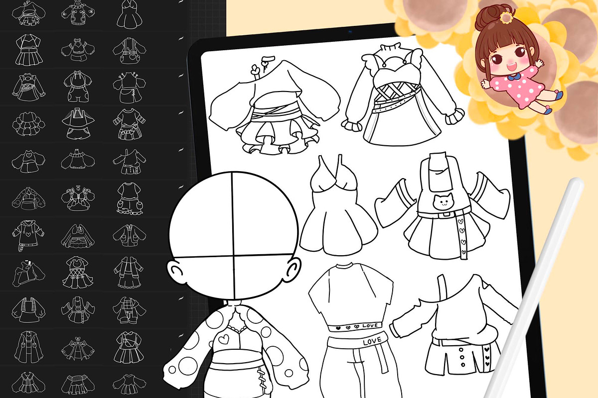 60 Procreate Clothes Costumes Stamp, a Brush Add-On by DrawingStoryShop (Photo 1 of 8)