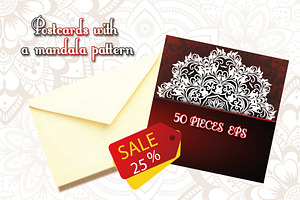 Vintage greeting cards with mandala